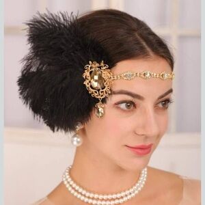Kentucky Derby Prodigious Black and Gold Feather Headband hat Kentucky Derby